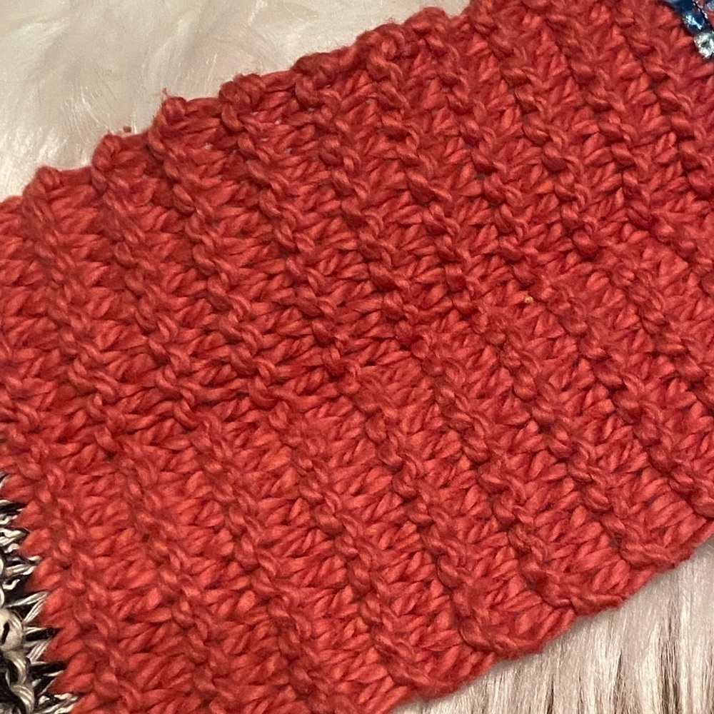 Blue, pink, black, and orange long scarf with fringe - Picture 8 of 8